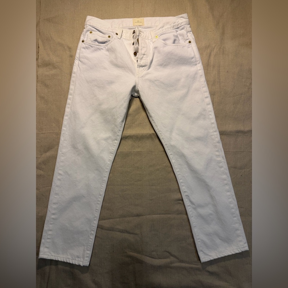 Sid Mashburn Jeans Pants Mens 34/30 White Button Fly Straight Leg Luxury USA